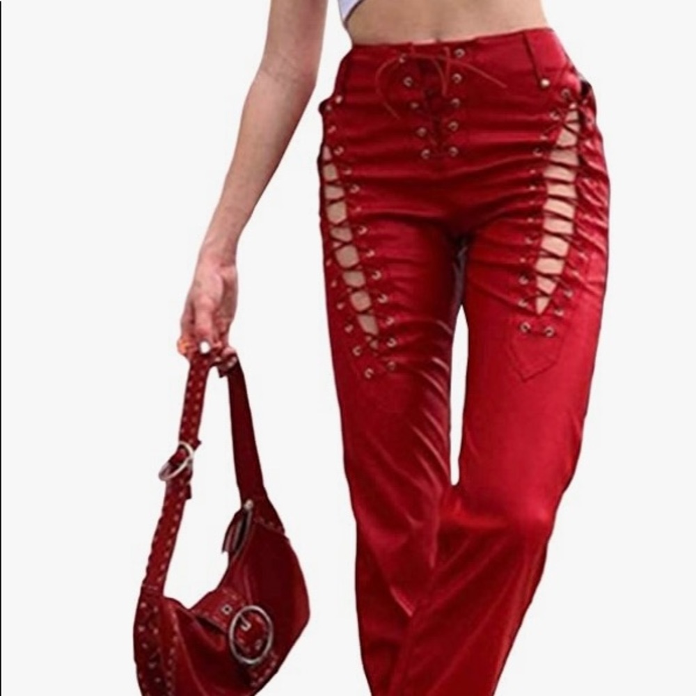 Lace Up Leather Pants